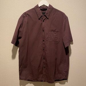 Krew Short Sleeve Button Up Size XL solid brown